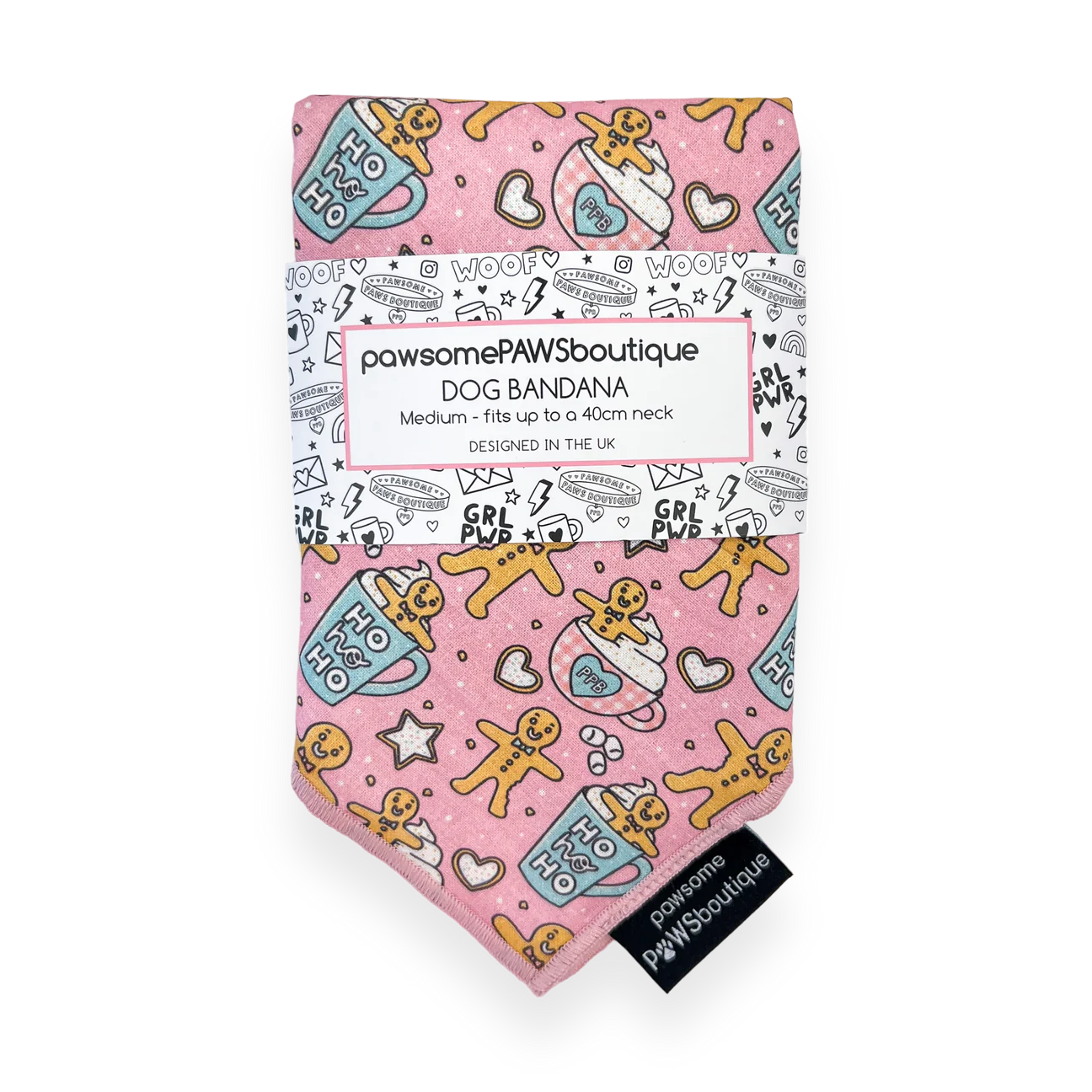 Tie on Bandana - Gingerbread Latte - Pink