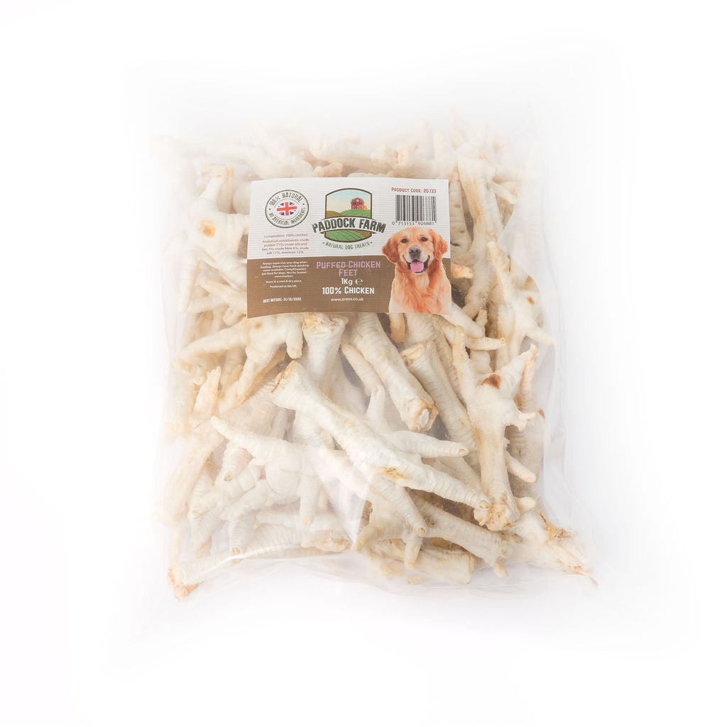 Puffed chicken feet - 1kg bulk