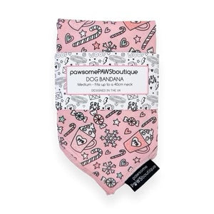 Tie on Bandana - Candy Cane - Pink